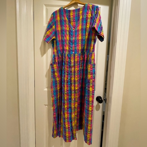 Long Seersucker Lounger Dress - Picture 2 of 4